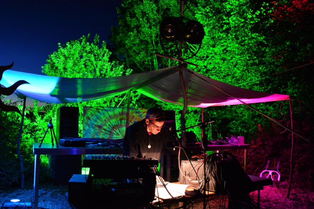 Künstler beim konzentrierten Spiel auf der Bühne des Open Ear Festivals